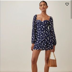 Reformation Cammi Dress Size 2 Splatter Bodice Off Shoulder Dress